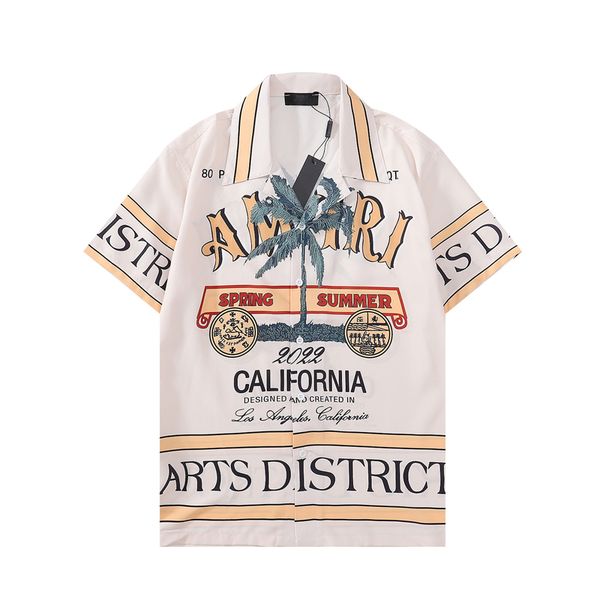 

men's designer shirt summer casual printed real silk street beach style short sleeve high-quality shirt#038, White;black