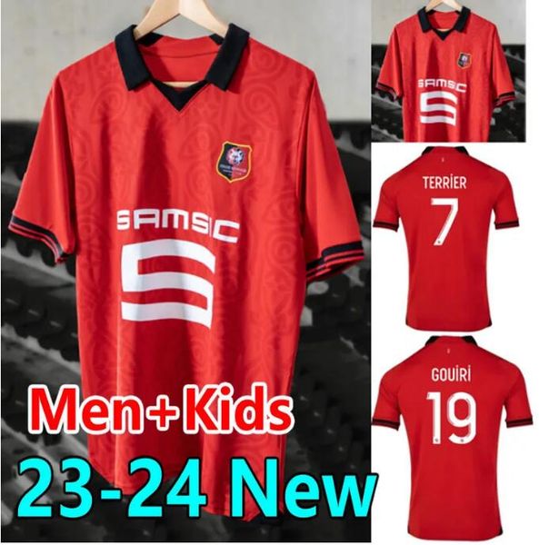

2023 2024 stade rennais soccer jerseys home rennes terrier bourigeaud toko ekambi kalimuendo gouiri maillots de foot 23 24 doku football shi, Black;yellow