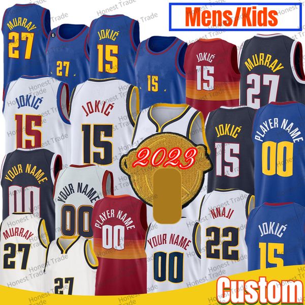 

2023 jokic murray finals patch basketball jersey jamal murray zeke nnaji michael porter jr. bruce brown gordon stitched jerseys maillots de, Black;red