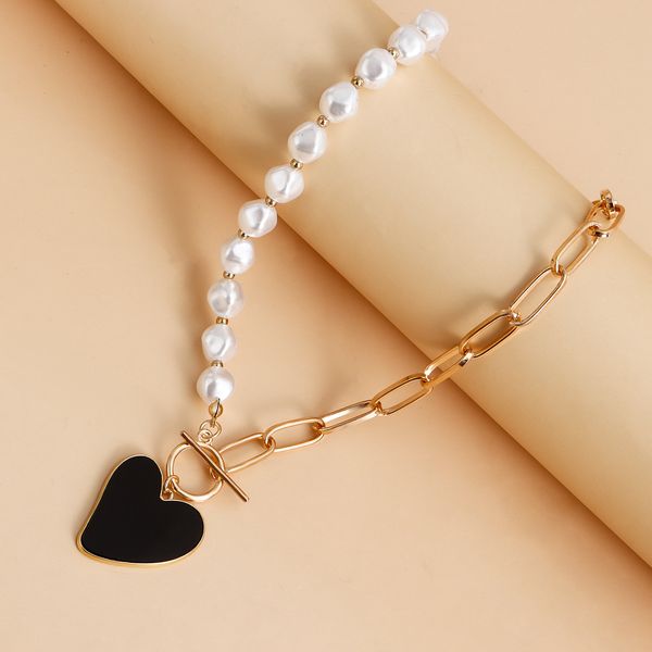 

fashion love black fritillary necklace string pearl sweater chain women with a sense of design necklace wholesale christian necklace crucifi, Silver