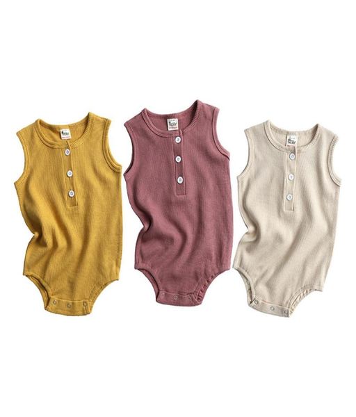 

summer baby boys girls romper solid color sleeveless playsuit jumpsuit sunsuit clothes outfits for 024m infant rompers9533452, Blue