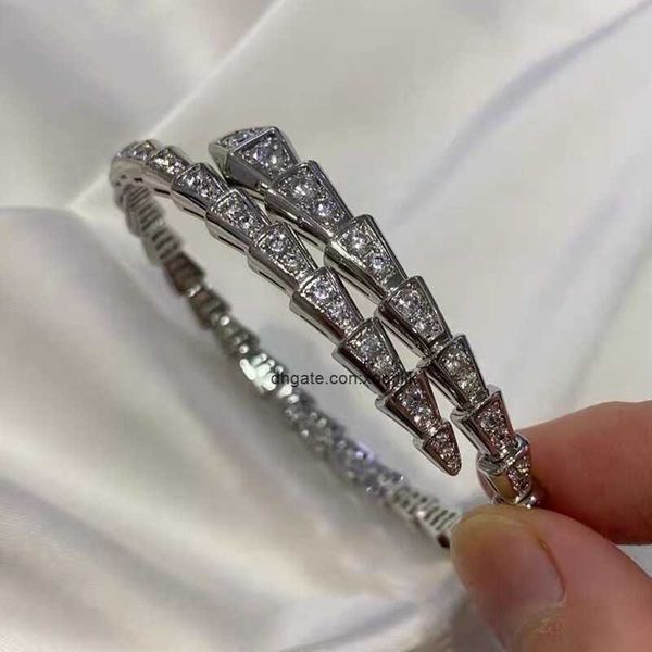 

designer luxury belgary brand bracelet seiko snake bone bracelet plated with 18k gold full diamond snake shaped snake opening design inlaid, Black