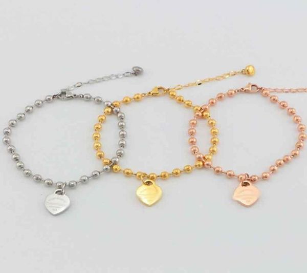 

factory whole stainless steel love pendant ball bead plated 18k rose gold bracelet couple gift9885913, Black