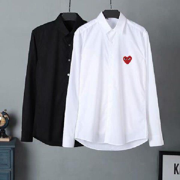 

new men's high-end ice silk long-sleeved men's new embroidery love tide brand shirt couple sleeve bottoming shirt m-3xl, White;black