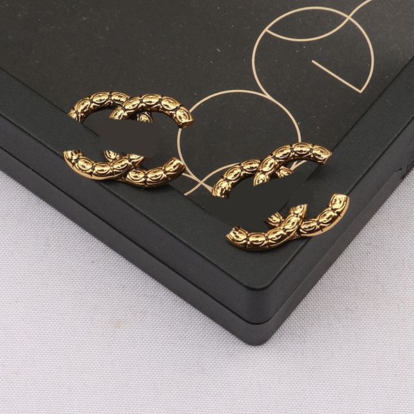 

mixed luxury designer brand letters stud earring famous women double letter studs retro simple style earrings wedding party jewerlry s925 si, Golden;silver