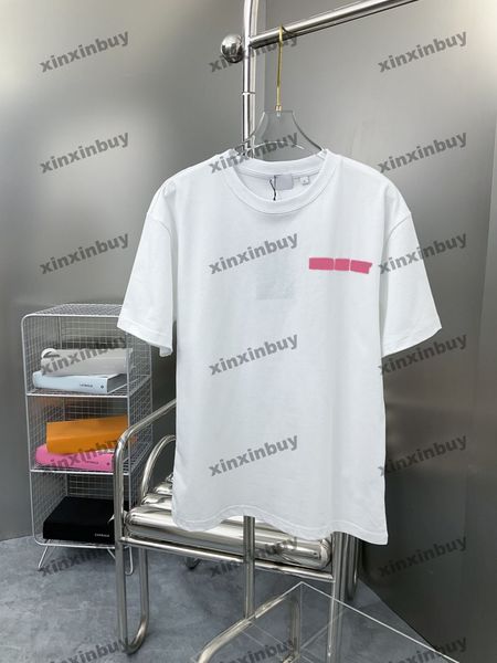 

xinxinbuy men designer tee t shirt 23ss back leaf print short sleeve cotton women white black s-2xl, Black;brown