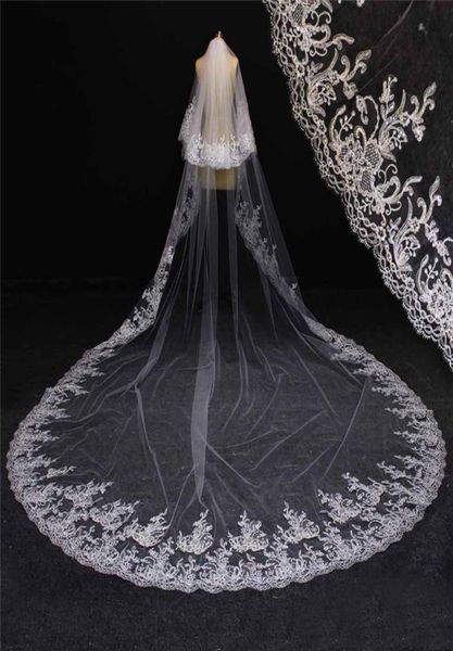 

real image 2 layers bling sequins lace edge 3 meters wedding veil with comb 2 tier cathedral luxury bridal veil nv70976647776, Black
