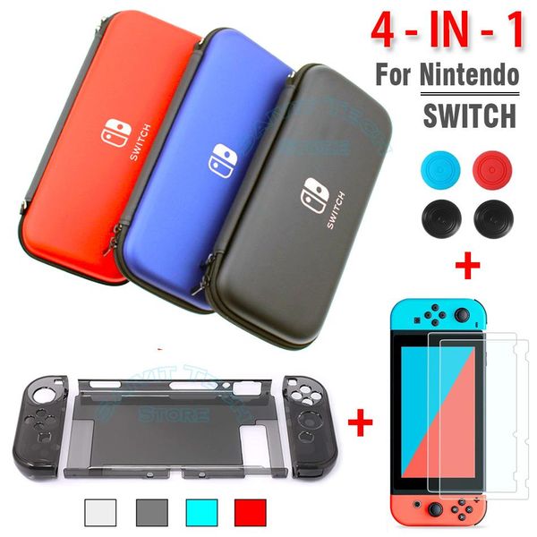 

organizer for nintend switch case cover eva travel storage bag pc hard protector crystal shell screen glass film for nintendo switch game