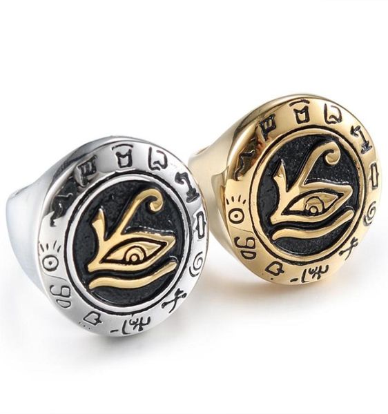 

third eye of horus rings egyptian jewelry silver gold mens stainless steel ring ancient statement jewelry7903694, Slivery;golden