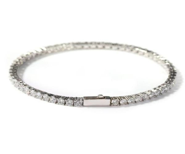 

iced out gold chain bracelet for mens hip hop damond tennis jewelry single row rhinestone bracelets 4mm6644663, Golden;silver