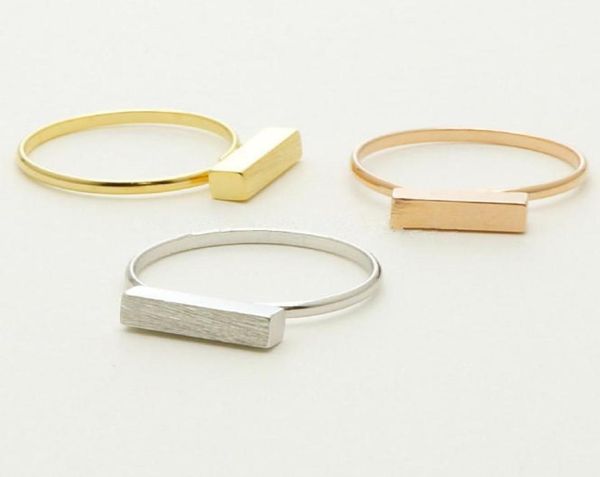 

10 pc the type of bar rings 18k gold plated geometric cuboid ringsleisure jewelry rings whole7465881, Golden;silver