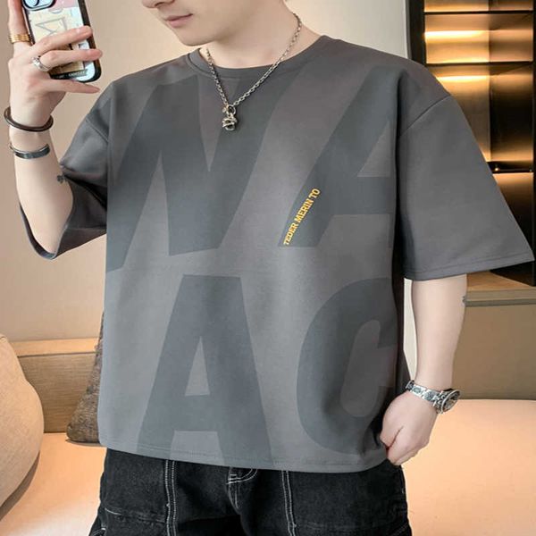 

short sleeved t-shirt for men's summer 2023 new trendy brand loose and thin ice silk front shoulder half sleeved t-shirt upper garment, White;black