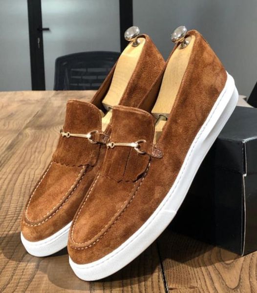 

loafers men shoes faux suede solid color classic moccasin man business casual outdoor skirt tassel fashion casual shoes cp0952921207, Black