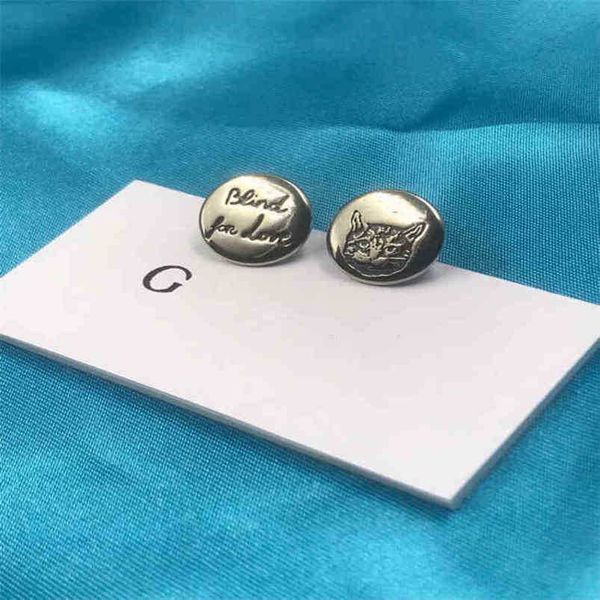 

2023 new designer jewelry bracelet necklace ring round blind for love fearless cat face personality needle earrings, Golden