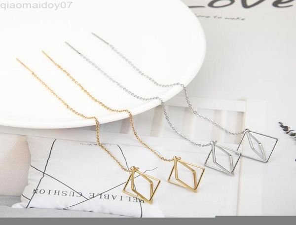 

skyrim korean long line necklace earrings fashion stainless steel gold tassel threader dangle earring jewelry gift for women girl 1693968, Silver