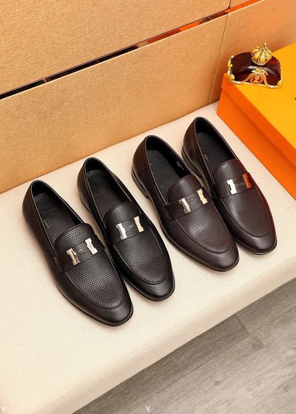 

16model 2023 luxurious classic crocodile pattern business flat shoes men designer formal dress leather shoes men loafers party shoes, Black