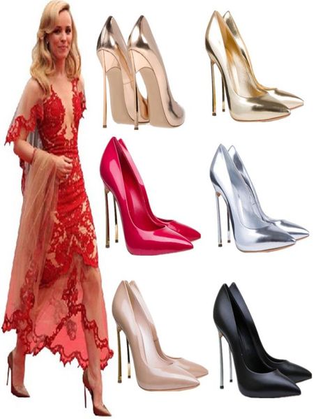 

plus size nude patent leather metal thin heel shoes women office shoes work shoes size 33 34 to 40 41 42 437107085, Black