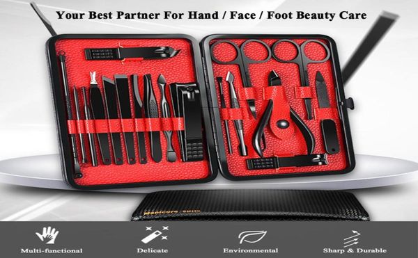 

manicure set professional nail clipper kit utility pedicure scissors tweezer knife ear pick nails art tools sets with case8508777