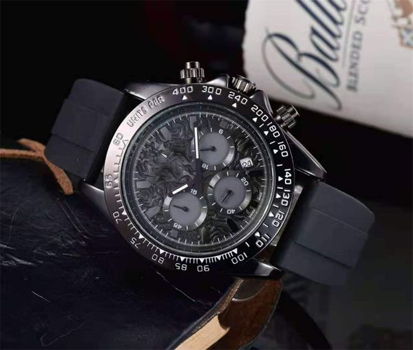 

men's high-quality watch rubber strap business leisure sports quartz watch luxury fashion red, blue and black strap men's watch re, Slivery;brown