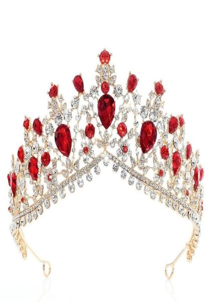 

ifumud 4 inch heart shaped full round crowns wedding bridal bridesmaid prom party water drop crystal rhinestone tiara crown c190401034827, Slivery;golden