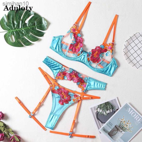 

briefs panties aduloty lingerie women's erotic underwear sensual lace bra and panty set mesh transparent embroidered garter outfits l23, Red;black
