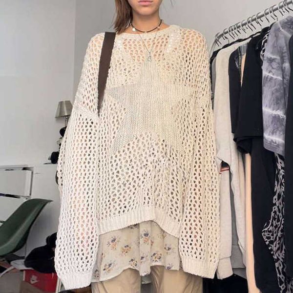 

solid oversized t shirt for women spring 2023 new hollow out see through long sleeve tshirts ladies casual top, White