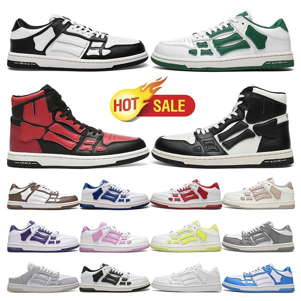 

designer athletic shoes skelet bones runner women men sports shoes retro sneakers skel low running shoes genuine leather lace up amiris trai