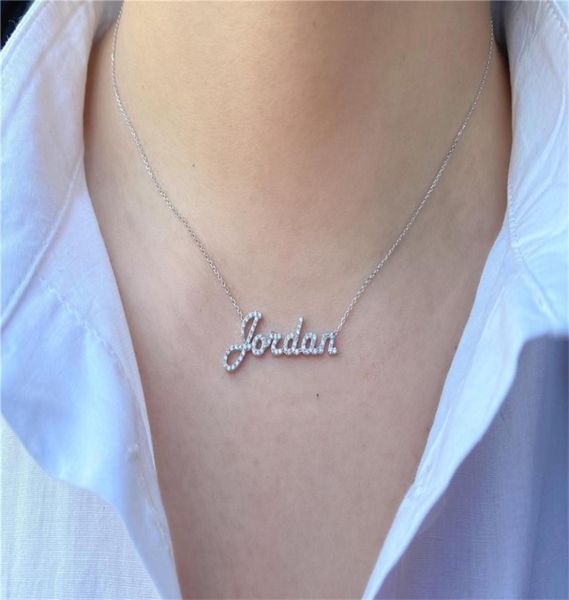 

custom diamond name necklace personalized stainless steel jewelry couple chain women choker pendant valentines day gift7889665, Silver