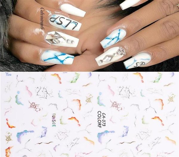 

marble blooming nail art stickers for nails manicures women face design nails adhesive slider decals tape nail art decoration212r6409422, Black