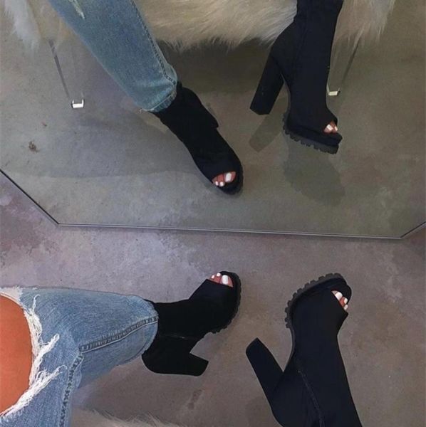 

2020 women transparent sandals ladies high heel slippers candy color open toes thick heel fashion female slides summer shoes 10103364535, Black