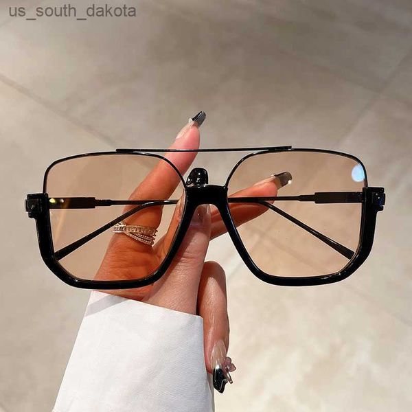 

kammpt vintage oversized sunglasses fashion men women square shades eyewear trendy ins popular brand design uv400 sun glasses l230523, White;black