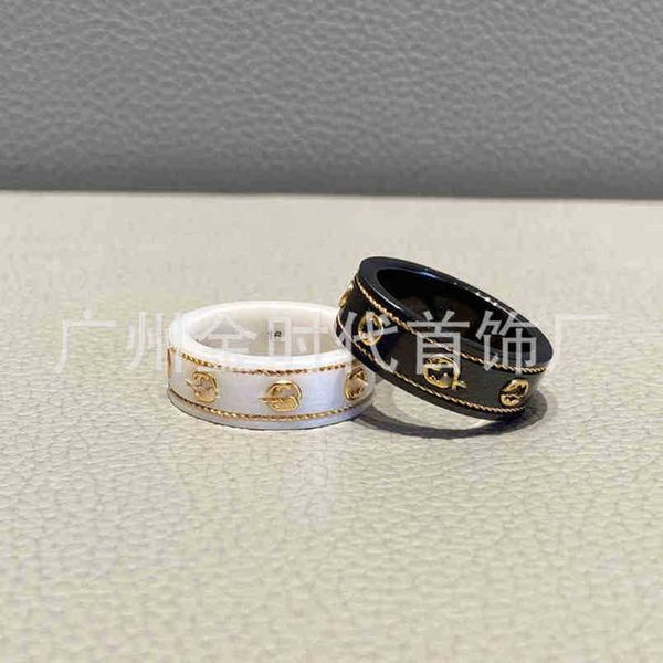 

20% off 2023 new designer jewelry bracelet necklace ring ancient men's women's black white ceramic ring gold plated couple's, Silver