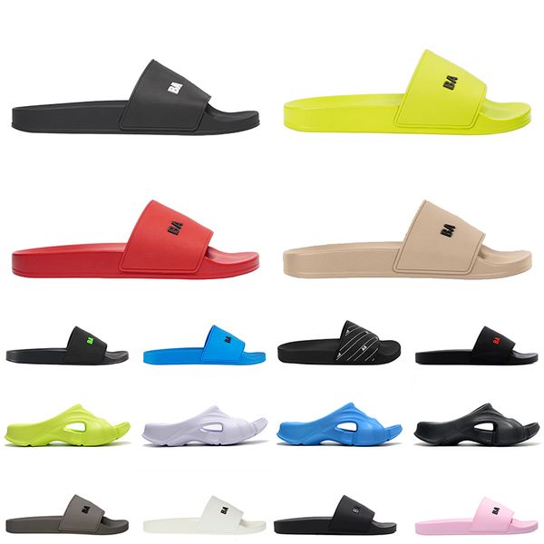 

men women's mules designer slippers rubber summer pool slide sandals paris shoes luxury fashion sliders mens slipper logo ladies beach, Black