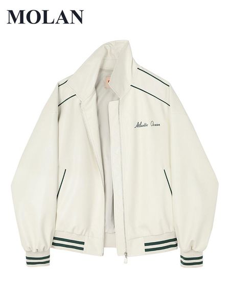 

jackets molan spring fashion woman jacket beige new loose new zipper high street lapel casual outwear baseball female coat outwear, Black;brown