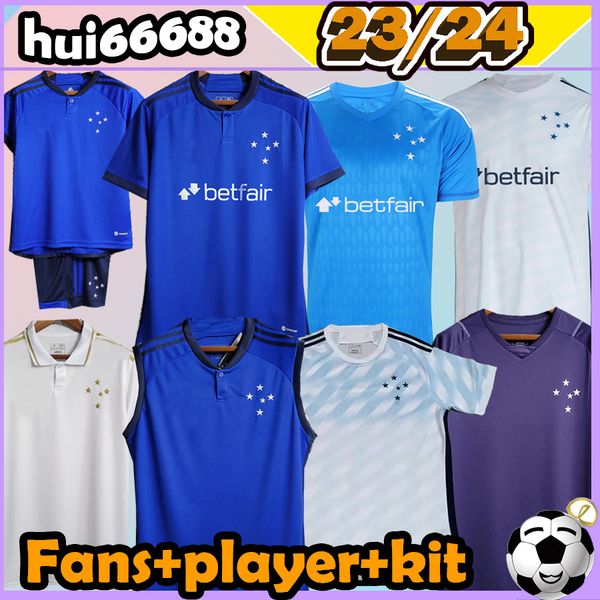 

23/24 cruzeiro esporte clube soccer jerseys 2023 2024 home away training ronaldo bruno jose adriano giovanni edu fans women player kit kids, Black;yellow