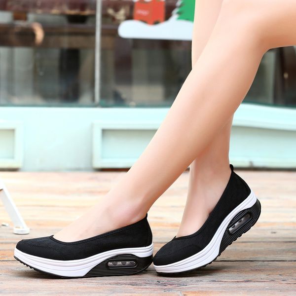 

summer new style rocking shoes fashion womens sneakers casual sports shoes mother shoes thick sole muffin womens single shoes, Black