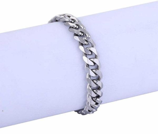 

bracelet cuban link mens braclet men wide stainless steel bracelet male steel accessories men bracelets rock chain on hand men q067687187, Black