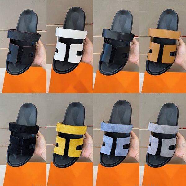 

chypre slippers h designer sandals summer leather slides beach classic flat luxurys fahion flip flops men women classic shoes shoes, Black