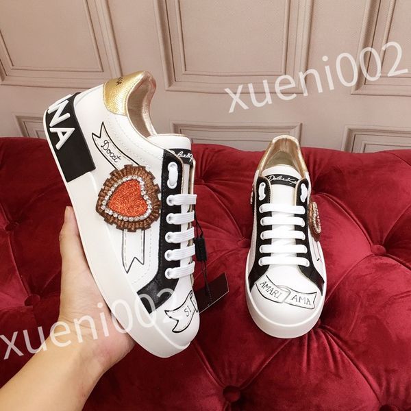 

2023 new designer sneakers men and womens casual shoes fashion white genuine leather flat sports skate shoes, Black