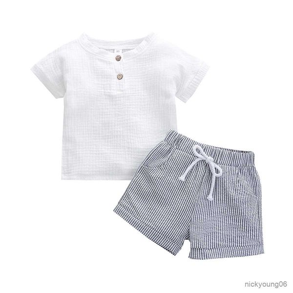 

clothing sets 0-3yrs baby boys striped clothes outfits short sleeve t-shirts shorts 2pcs summer infant set, White
