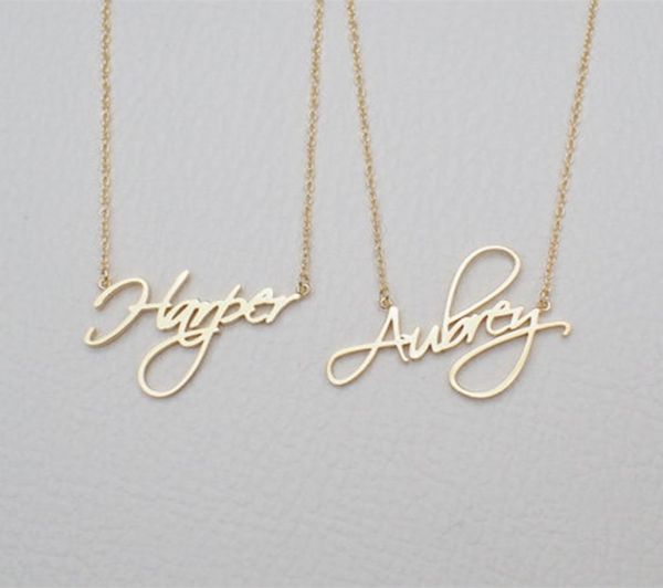 

name necklace personalized gift customized pendant cursive handwriting stainless steel chain custom women fashion jewelry 2018 x912782731, Silver