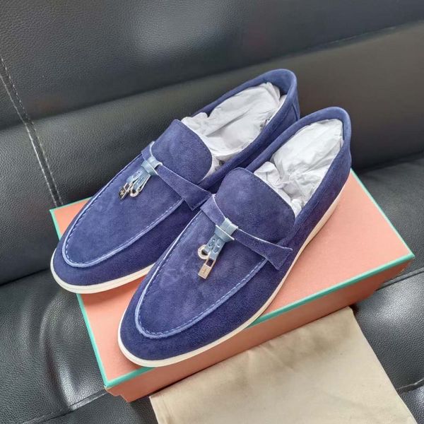 

lp leather loafers men shoes designer women casual dress shoe chamois leather flat shoes simple and comfortable big size 35-46 04, Black