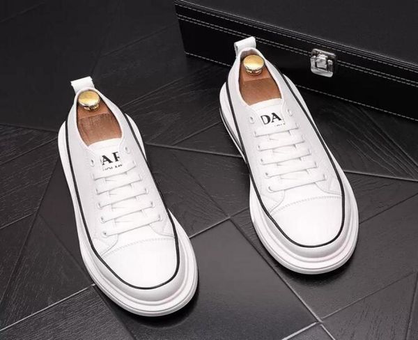 

white fashion high fashion sneakers race casual shoes lace up leather men walking shoes1755281, Black