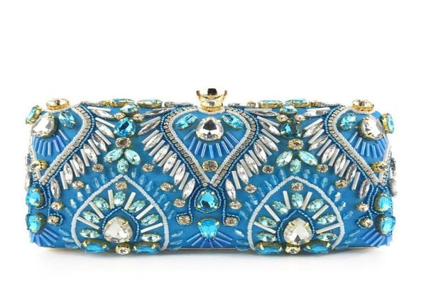 

evening bags fashion women beaded blue clutch purse banquet satin female yellow handbag lady039s shoulder messenger black bagse2748498