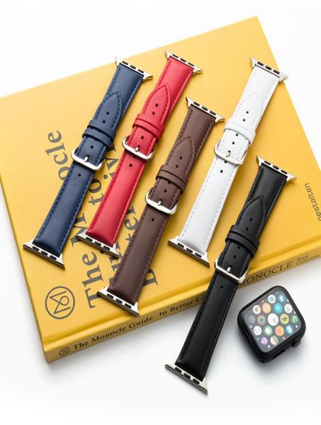 

suitable for apple watch strap calf leather ribbon pin buckle iwatch se 1 2 3 4 5 6th generation 3840mm 4244mm8426595, Black;brown