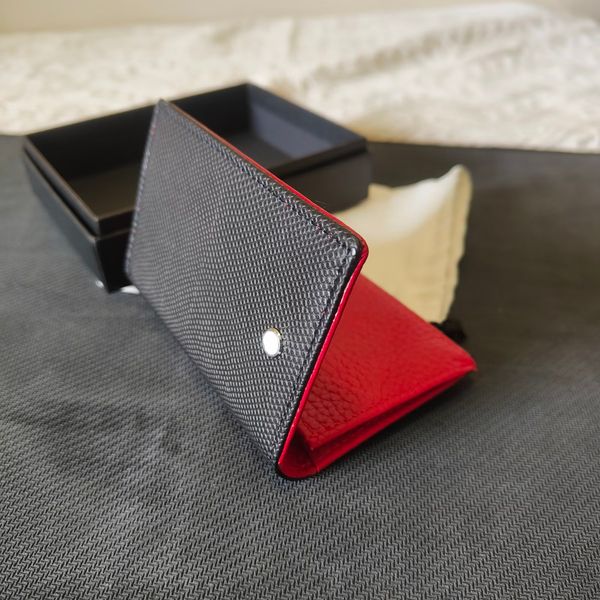 

german style mens card holder designer luxury wallet class womens handbag black leather slim european trend purses briefcase with box, Red;black