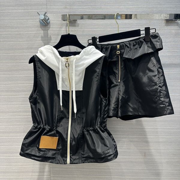 

women's two piece pants 2023 new summer autumn hooded short sleeve brand same style designer 2 piece sets 0531-3, White