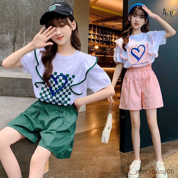 

clothing sets girls clothes set summer short sleeve and pants children for teen kids 14, White
