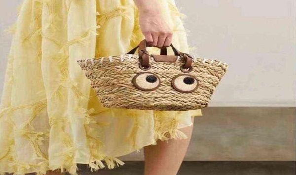 

evening bag fashion big eye pattern rattan basket bag random reeds woven women handbags summer beach straw large tote bali purses 3438220
