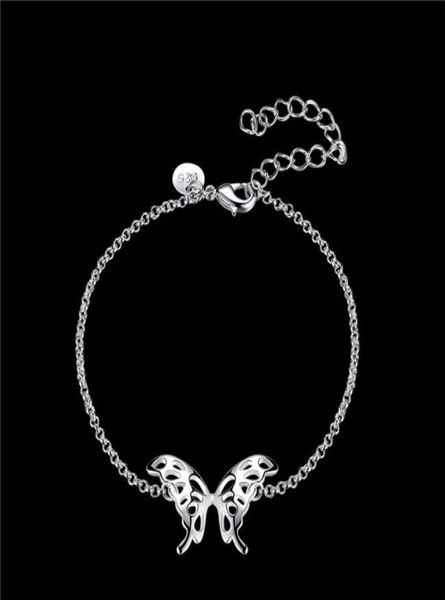

women039s sterling silver plated butterfly charm bracelet gssb622 fashion 925 silver plate jewelry bracelets5678932, Golden;silver